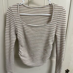 Striped Beige and White Knit Sweater